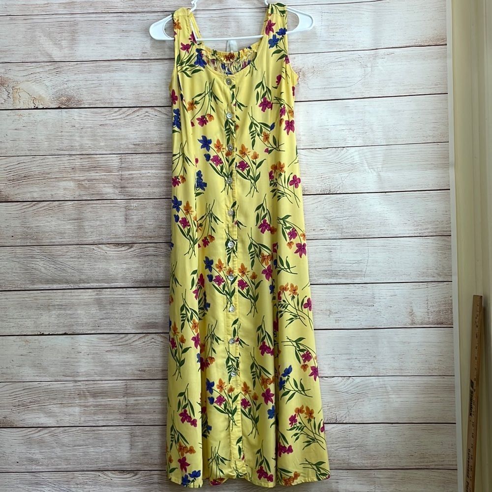 VINTAGE BFA CLASSICS MAXI‎ DRESS IN YELLOW FLORAL PRINT